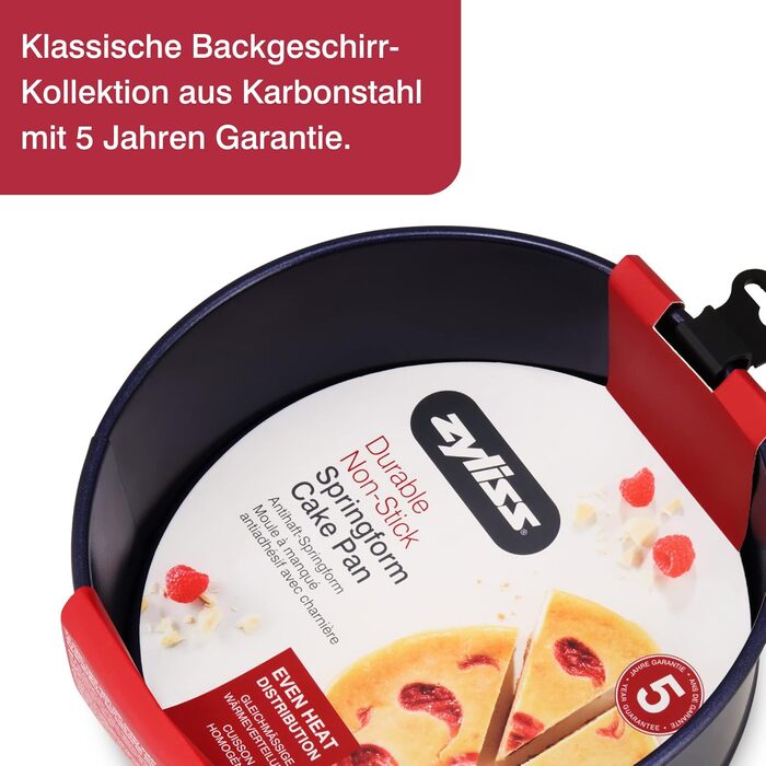 Форма для випічки Zyliss E980194 Springform, 23 см, з антипригарним покриттям, нержавіюча сталь, темно-синій колір, для маленьких тортів, сумісна з посудомийною машиною, 5 років гарантії