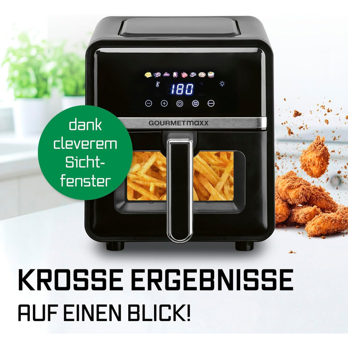 Фритюрниця повітряна GOURMETmaxx з 2 камерами, 10л, вертикальна, з сенсорним дисплеєм