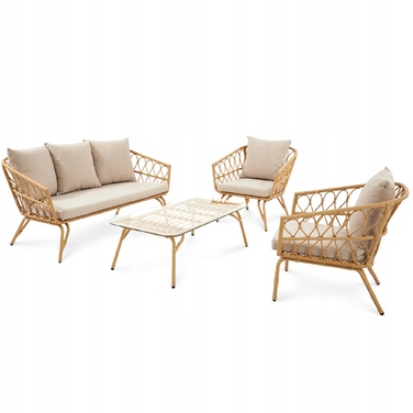 Комплект садових меблів Di Volio Teramo DV-052GF, техноротанг, бежевий, 4 предмети