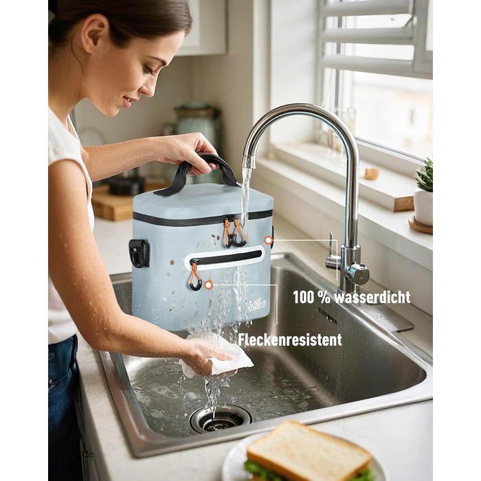 Термосумка-холодильник 7/14/24л ізольована водонепроникна для кемпінгу, пікніка, пляжу та грилю - міцна, сіра 7л