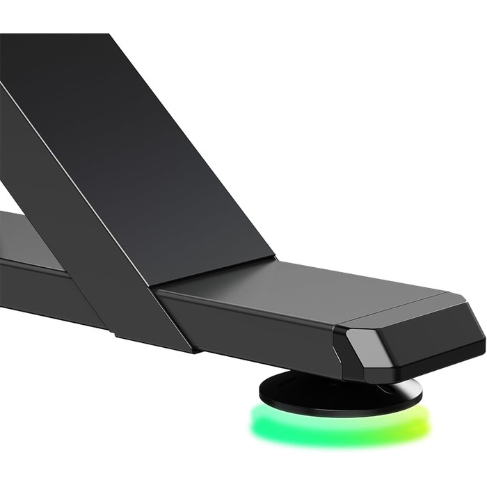 ULTRADESK - Стол для геймінгу Iron - Механічний регульований стіл з RGB підсвічуванням, чорний