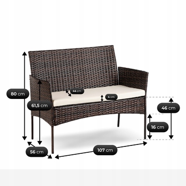 Комплект садових меблів із техноротанга MEBEL ELITE, коричневий, 4 предмети