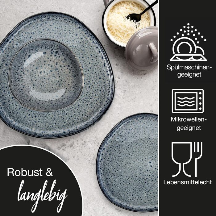 Набір органічних мюслі-мисок Moritz & Moritz (6 шт.), сірий колір, кераміка, 500 мл, сучасний дизайн, стійкий до миття в посудомийній машині