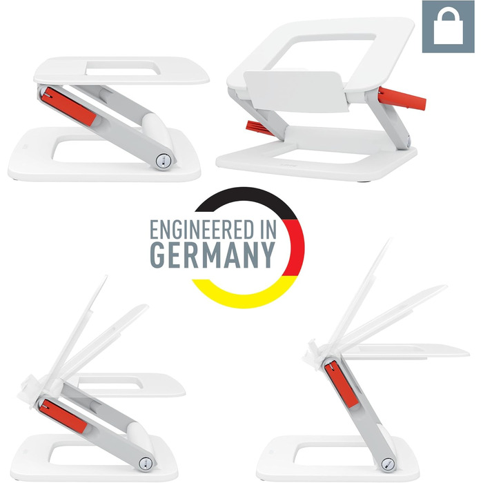 Підставка для ноутбука Leitz Ergo, регульована по висоті, для ноутбуків 13'-15', з 80% переробленого пластику, 6 положень висоти та кута, компактна, 100% перероблювана, білий колір