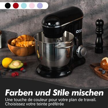 Кухонний комбайн Kitchen in the Box: 6 л, чорний, 10 швидкостей, з місткою чашею 6 л, набором насадок (міксер, гак для тіста, вінчик)