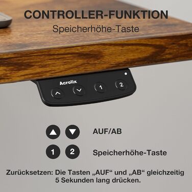 Електричний стіл з регулюванням висоти 120x60 см з функцією пам'яті, для офісу та дому. Білий колір, керування кабелями та гачки.