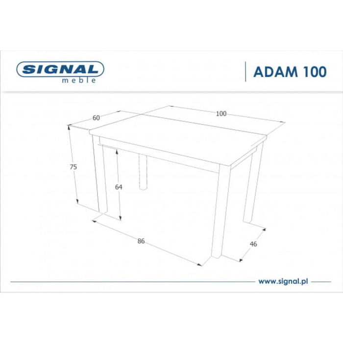 Стіл ADAM дуб сонома/білий мат 100x60