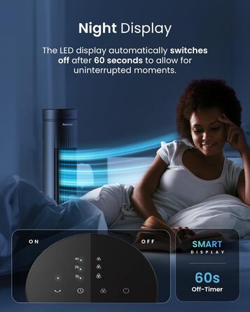 Осцилюючий турмовентилятор Pro Breeze 76,2 см, 60 Вт, з пультом, таймером 7,5 год, 3 режими, для дому та офісу, чорний