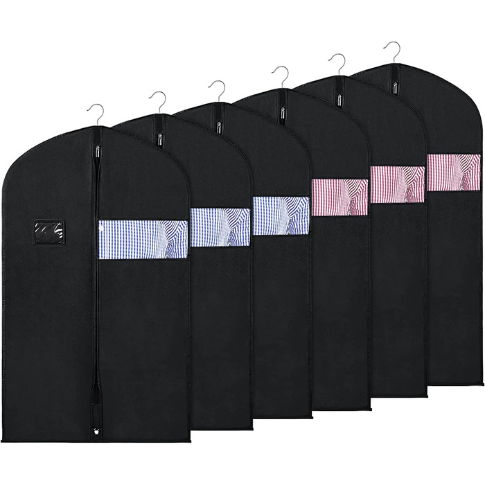 Сумки для одягу KEEG Сумка для костюма для зберігання чохол для сукні 152 см з прозорим вікном дихаючі сумки для сукні з міцною застібкою на всю довжину для вечірніх суконь, 6 шт. (101 см-6 шт.)