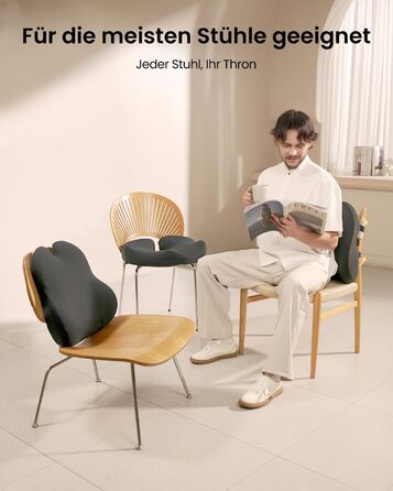 Підпорка для спини ProtoArc з Memory Foam: ергономічна подушка для офісного крісла, авто та робочого столу. Підтримка попереку, дихаюча тканина, регульовані ремені (сірий)