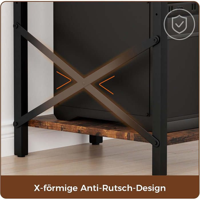 Ігровий стіл Oak & Tea 120x52 см з ящиками, регульованою полицею та тримачем для монітора – для навчання, ігор, роботи та дому. Колір: коричневий та чорний (вінтажний).