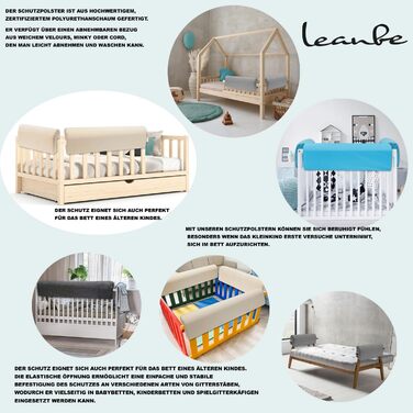 Захист для ліжечка дитячого бортик-подушка від випадання (бежевий, 120 см) Бежевий велюр