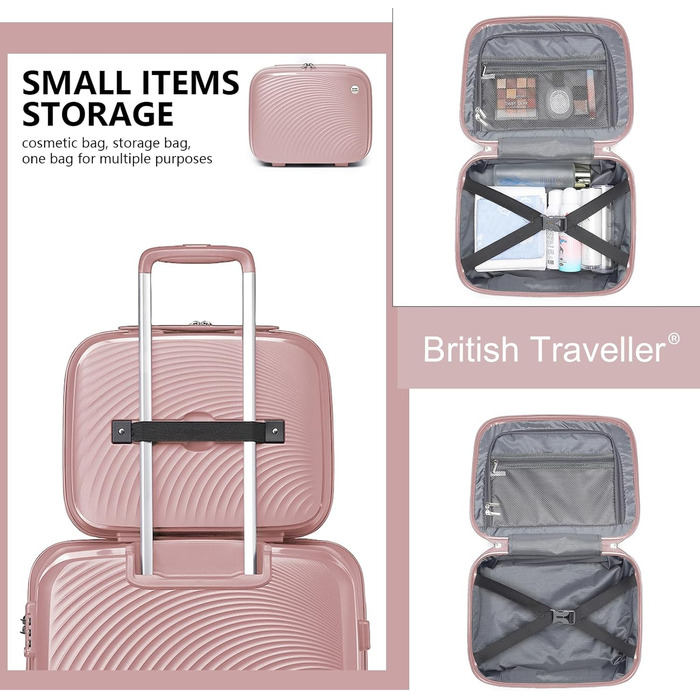 Жорстка валіза British Traveller велика 4 колеса TSA Lock 76x49.7x30см (рожевий, S)