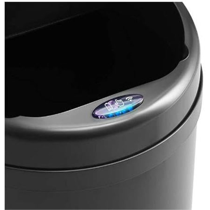 DIVID® Сенсорний сміттєвий бак для кухні 30, 40 та 50л | Електричний контейнер для сміття | Klemmring для пакетів | Датчик руху | Автоматичний закривний кришка | Захист від пролиття | Кухонний сміттєвий бак (Чорний, 50л)
