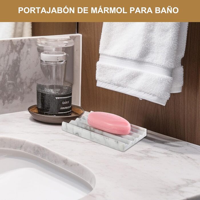 Мильниця Koville Luxury Marble - елегантна мильниця зі зливним отвором (Bianco Carrara)