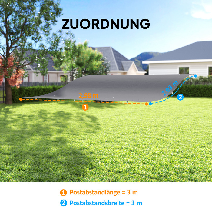 Замінний дах для перголи, сонцезахисний тент для навісу тераси, замінна тканина даху для павільйону 3 x 3 м (298x293 см), темно-сірий