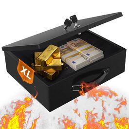 Вогнестійкий сейф для документів з ключовим замком, 33.5x28x10.5 см, чорний