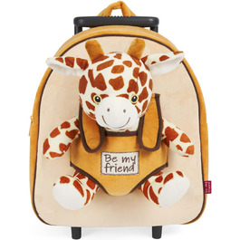 Плюшевий іграшковий дитячий рюкзак для дітей - Дитячий рюкзак зі знімними колесами та м'якою іграшкою - Дитячий рюкзак на колесах для малюків 3 4 5 років - 28x32x11 см (жираф)