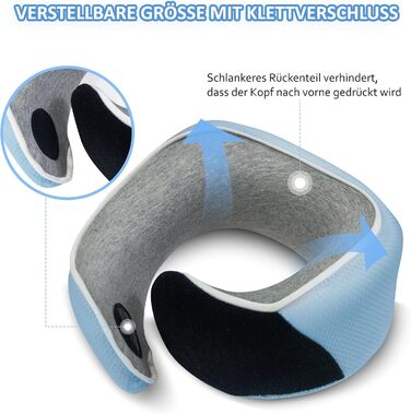 Подушка для шиї Proglobe для подорожей (літак, авто, поїзд) з memory foam, 3D-маска для сну, сітка, блакитна