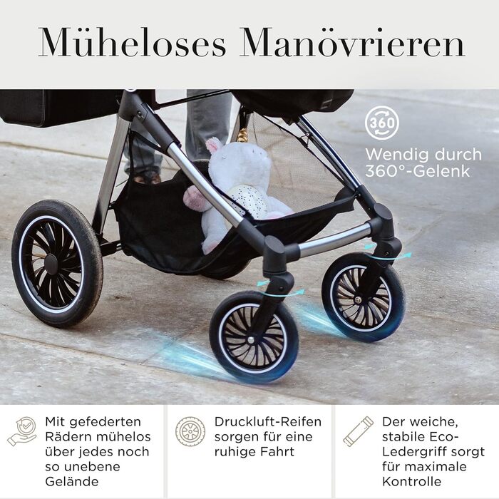 Дитяча коляска 3 в 1 з автокріслом та люлькою | Коляска для малюка з автокріслом, безпечний ремінь, легка оливкова | Без Isofix