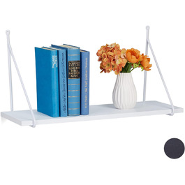 Настінна полиця Relaxdays, для вітальні та передпокою, сучасний дизайн, настінна полиця для книг та декору, HWD 30 x 60 x 22 см, білий
