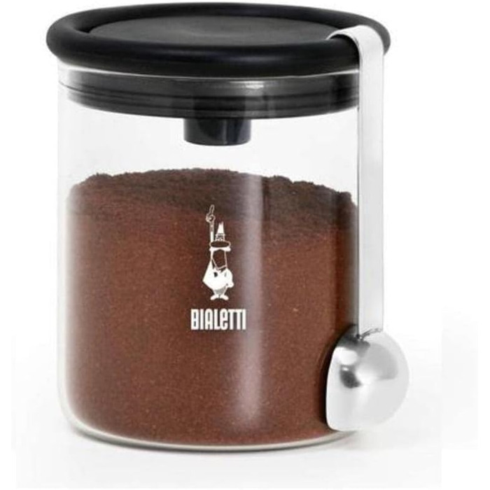 Склянка для кави Bialetti 250 г (з кришкою), прозора, чорна, Single