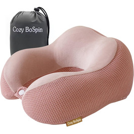 Подушка для подорожей - подушка для шиї, піна з пам'яттю, портативна, зручна, легка (рожева)