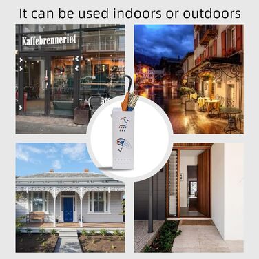 Металева підставка для парасоль та тростинок, біла, 15.2 x 15.2 x 43.2 см, з 4 гачками