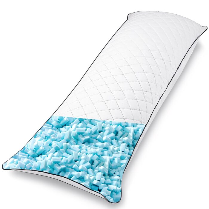 Подушка для сну на все тіло AS AWESLING з ефектом пам'яті (Memory Foam), біла, 160 x 50 см, з чохлом для підтримки бокового сну