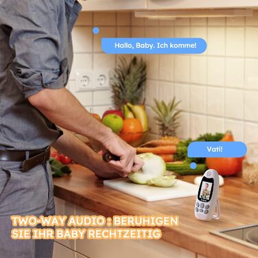 Радіоняня BOIFUN з камерою, відео, нічним баченням, датчиком температури та двостороннім зв'язком - перезаряджувана