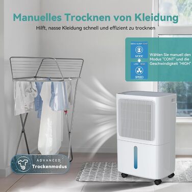 Електричний осушувач повітря Leenon 16L для підвалу, квартири, ванної кімнати. Тиха робота 36dB, режим сну, таймер 24H, сушка білизни, автоматичний перезапуск, 35м²