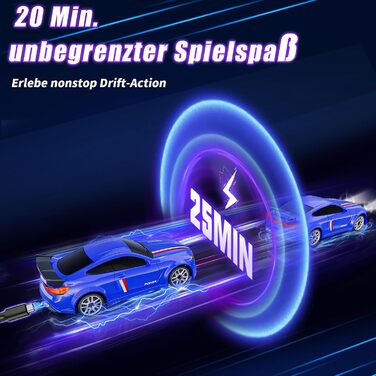 RC Дрифт-кар Mini Drift 1/64 з LED підсвіткою, 2 режими швидкості, 2.4GHz, блакитний – іграшка для дітей та дорослих, комплект з трасою та перешкодами