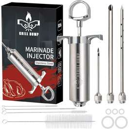 Набір для інжектування м'яса Grill-Bump: 3 професійні голки для маринаду, 56 мл, інструкція та електронна книга рецептів (PDF)