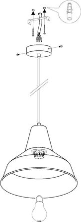 Підвісний світильник EGLO Somerton, підвісний світильник з 1 полум'ям Промисловий, вінтажний, сучасний, Підвісний світильник зі сталі білого кольору, Лампа для обіднього столу, Світильник для вітальні з цоколем E27