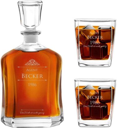 Віскі-карафа Maverton з гравіюванням + набір келихів (2/4/6) - 700 мл. Ідеальний подарунок для чоловіків