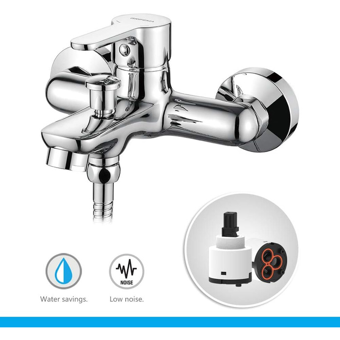 Набір для душу GRIFEMA Bad-Duschsystem G13003 з ручною лійкою, змішувач для ванни, шлангом та кріпленням, накладний монтаж, хром