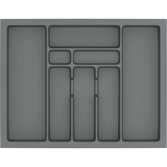 Вставка для столових приладів sossai Divio для висувних ящиків 30 см / ширина 23 см x Глибина 43 см обрізна / з 4 відділеннями / Колір антрацит / Система розташування ящиків для столових приладів (63 x 49 см-8 відділень)