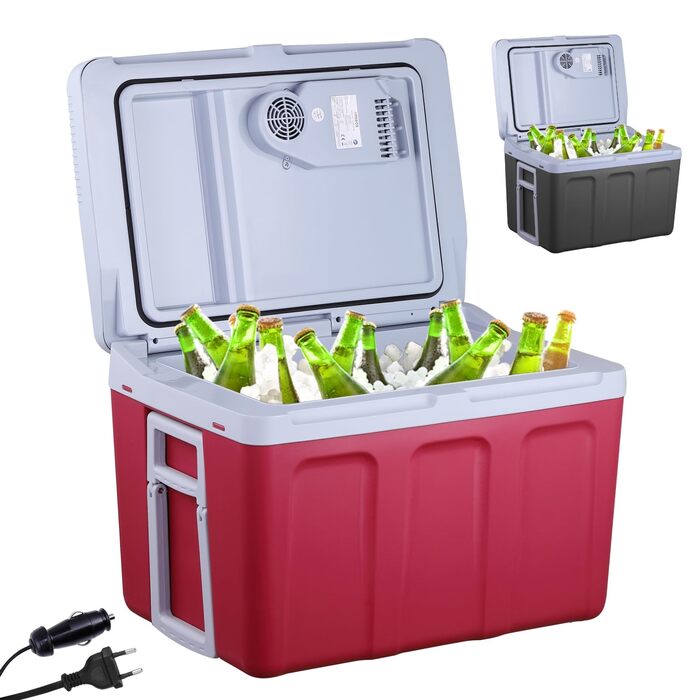 Автомобільний холодильник Arebos 40 л з функцією охолодження та підігріву, 12/230V, червоний