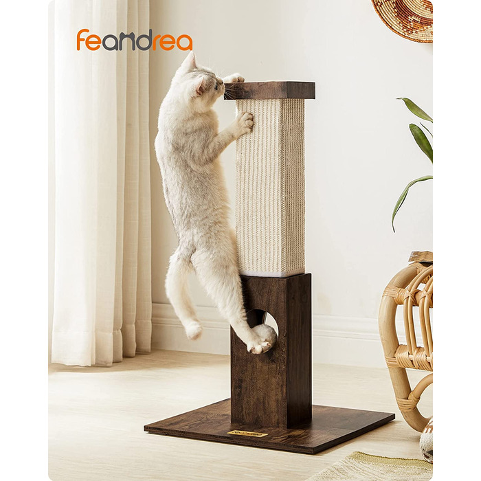 Котяча подряпина FEANDREA, стовп для подряпин, стебло для подряпин з натуральної сизалевої мотузкиКогтеточка з плюшевим м'ячем, захист від подряпин на меблях, висотою 73 см, вінтажно-коричневого кольору PCA0201