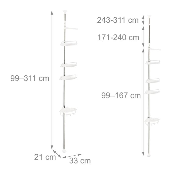 Поличка для душу Relaxdays, телескопічна