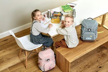 Ранець зі спортивною сумкою, пеналом, пеналом, спортивною сумкою та нагрудною сумкою від 6 років/Набір шкільних сумок Adventure Teepee, 40 см рожевий
