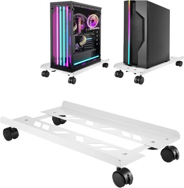 Підставка для ПК Tower, комп'ютерний стіл-візок, універсальна, з колесами, білий