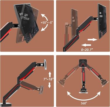Тримач для монітора HILLPORT A9B, 17-49 дюймів, до 20 кг, VESA 75/100 мм, чорний