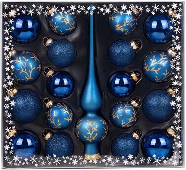 Скляний декор MAGIC куля в асортименті 19 TLG. Ялинкові прикраси червоне золото (Midnight Blue Blue)