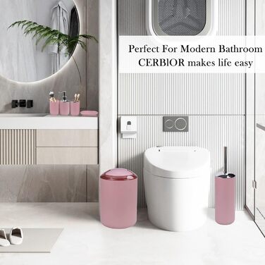 Набір аксесуарів для ванної кімнати CERBIOR, 6 шт. (Морська синя/Рожева): мильниця, тримач для зубних щіток, стакан для щіток, мильниця для раковини