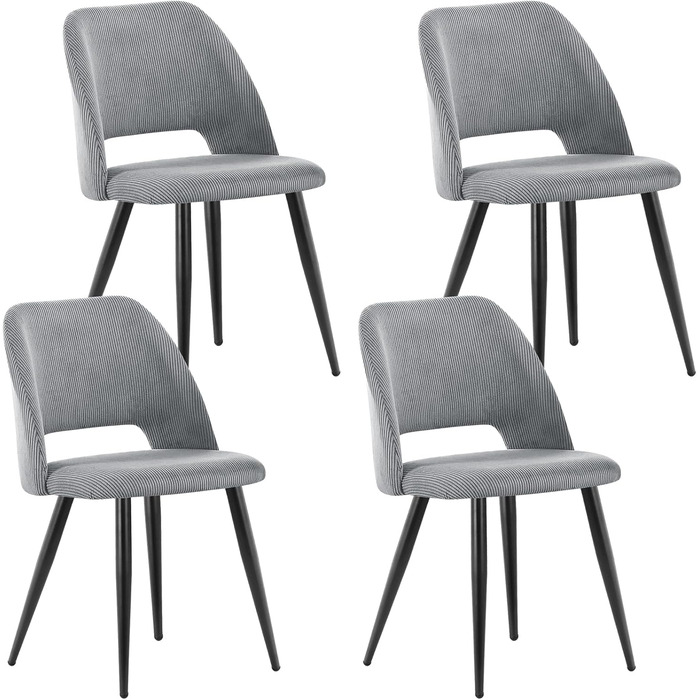 Набір обідніх стільців для вітальні, кухні, спальні, рецепції. М'який стілець з клейової оксамитової тканини, зелений (4, сірий)