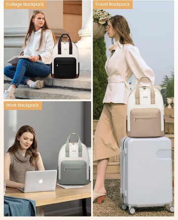 Сумка-рюкзак LOVEVOOK для жінок, з відділенням для ноутбука, водонепроникна, для подорожей, роботи, навчання, універсальна, 1-hellgrün-beige (15,6 дюймів, сіро-рожевий)