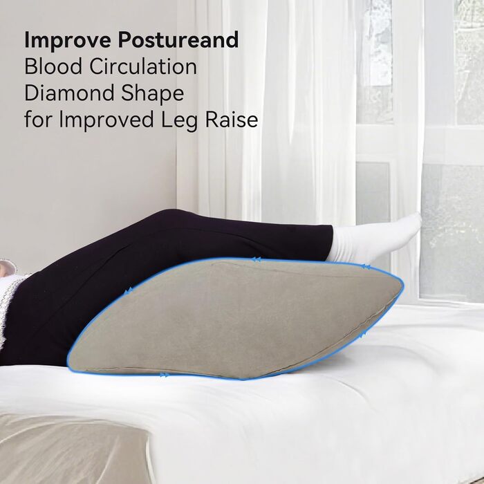 Надувне подушечко-клинок Lefeke для сну, для підняття ніг при набряках, для поліпшення кровообігу, для болю в ногах та спині, портативна подушка для ніг з сумкою, дихаюча