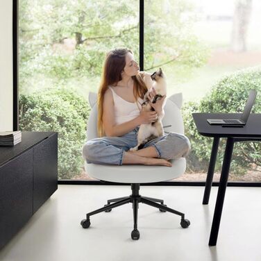 Офісний стілець IWMH без підлокітників, регульований по висоті, поворотний з роликами, з тканинним сидінням, ергономічний, крісло для читання з широким сидінням для позиції