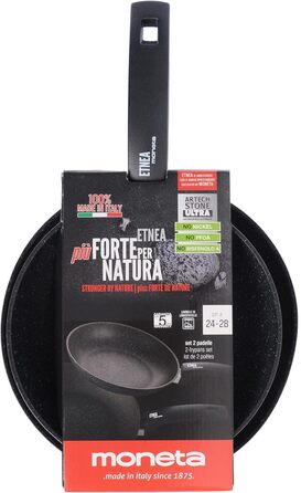 Сковороди Moneta Etnea алюмінієві 2 шт 24/28 см чорні